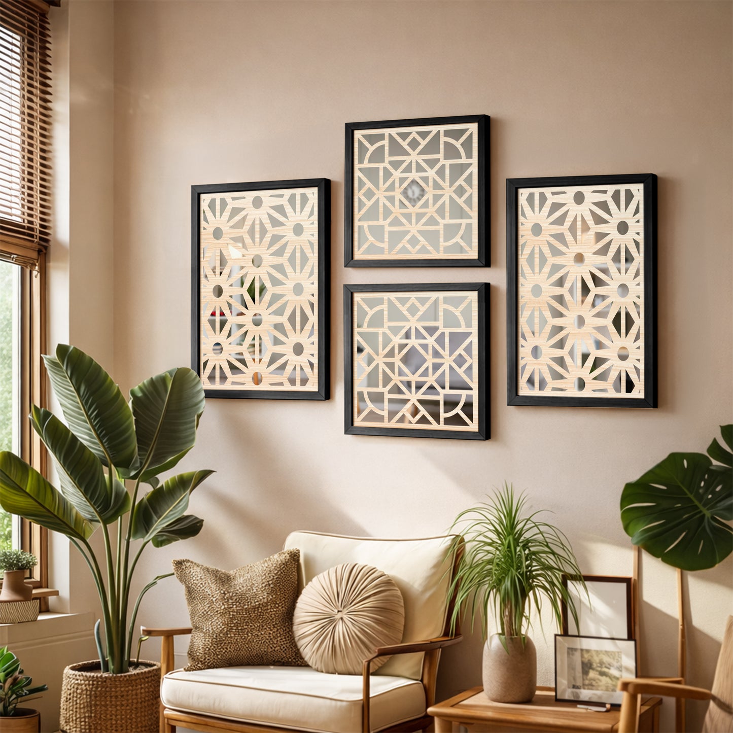 Geometric Mirror Art Set of 4