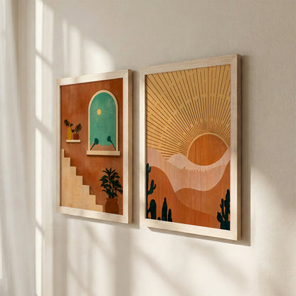 Boho Desert Sunset Wall Frame Set of 2