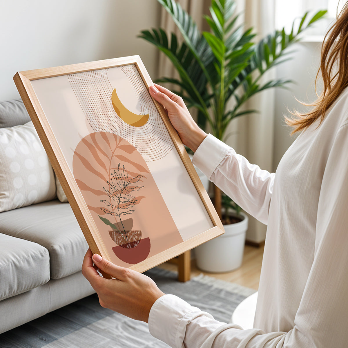 Celestial Botanical Abstract Wall Frame – Set of 1