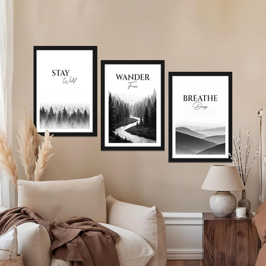 Black and White Wilderness Motivational Wall Frame