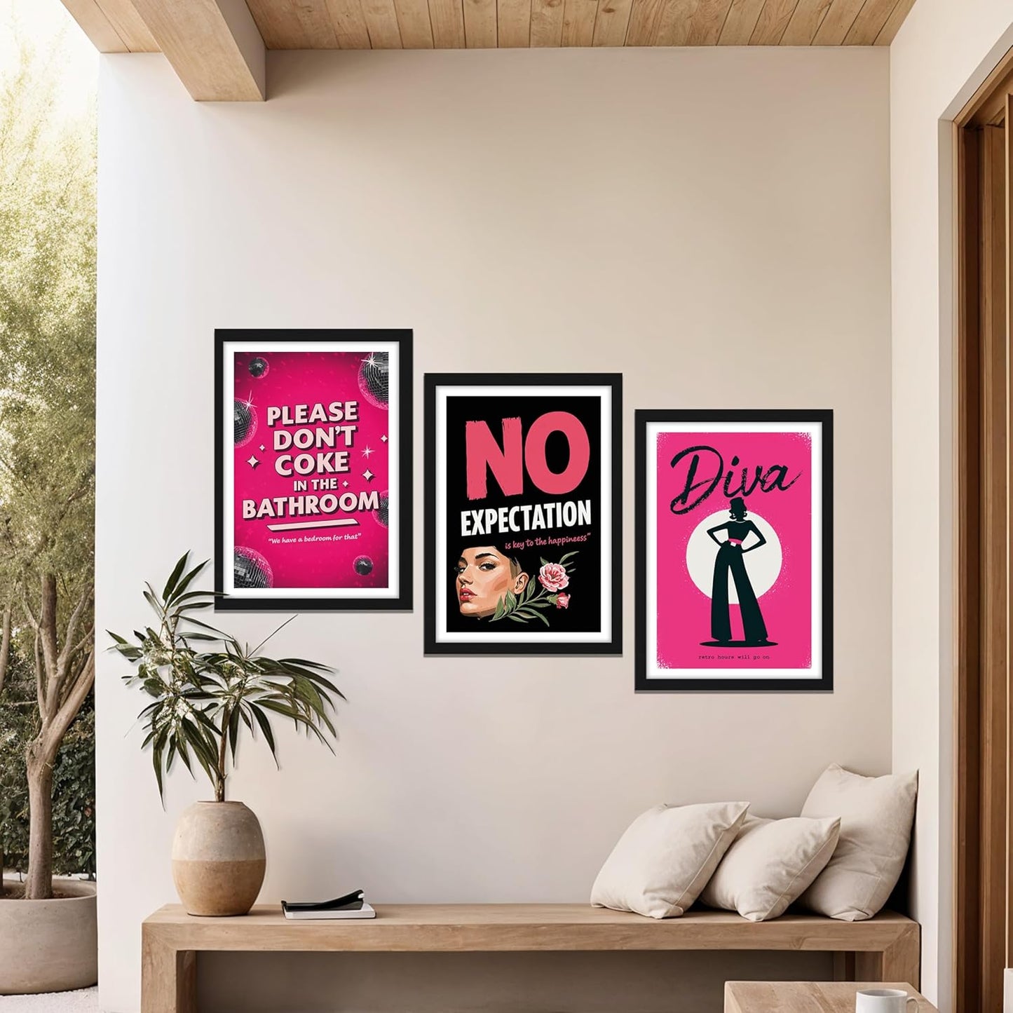 Pink and Black Retro Sassy Quote Wall Frame