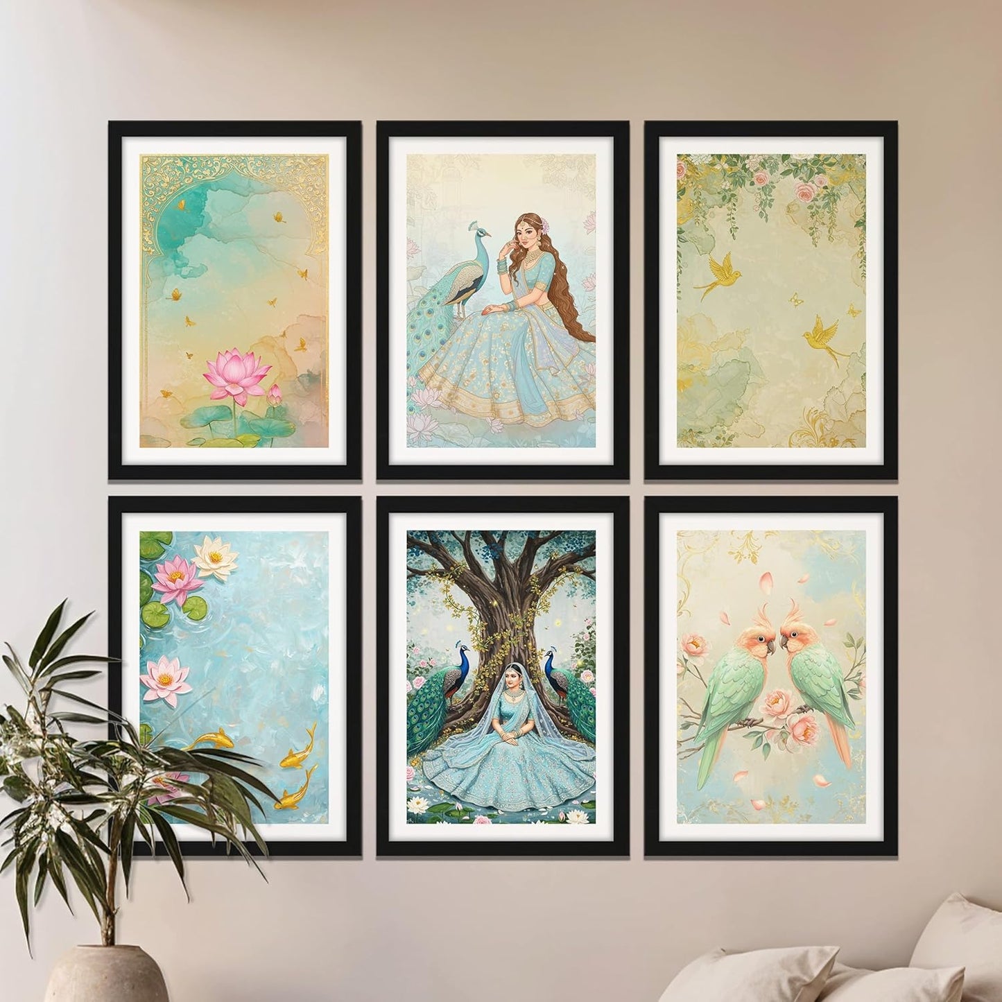 Peacock Blossom Serenity Set Wall Frame