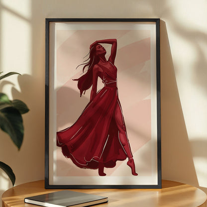 Crimson Elegance Woman Fashion Framed Wall Art