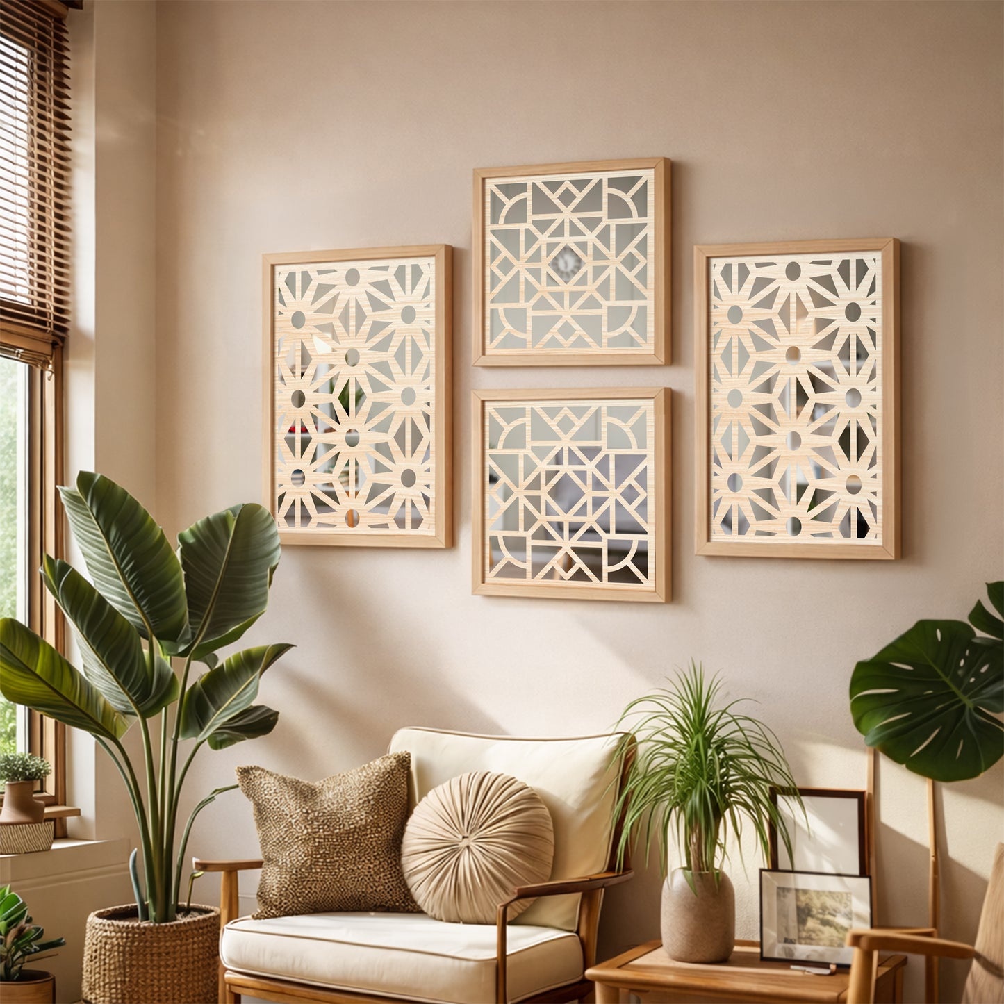 Geometric Mirror Art Set of 4