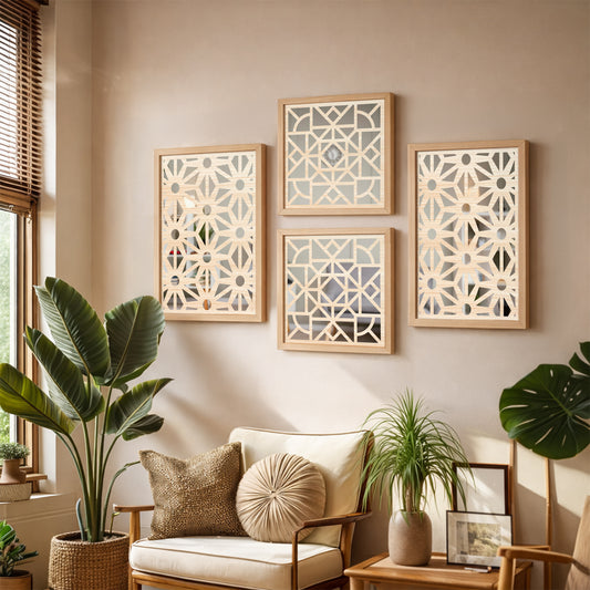 Geometric Mirror Art Set of 4