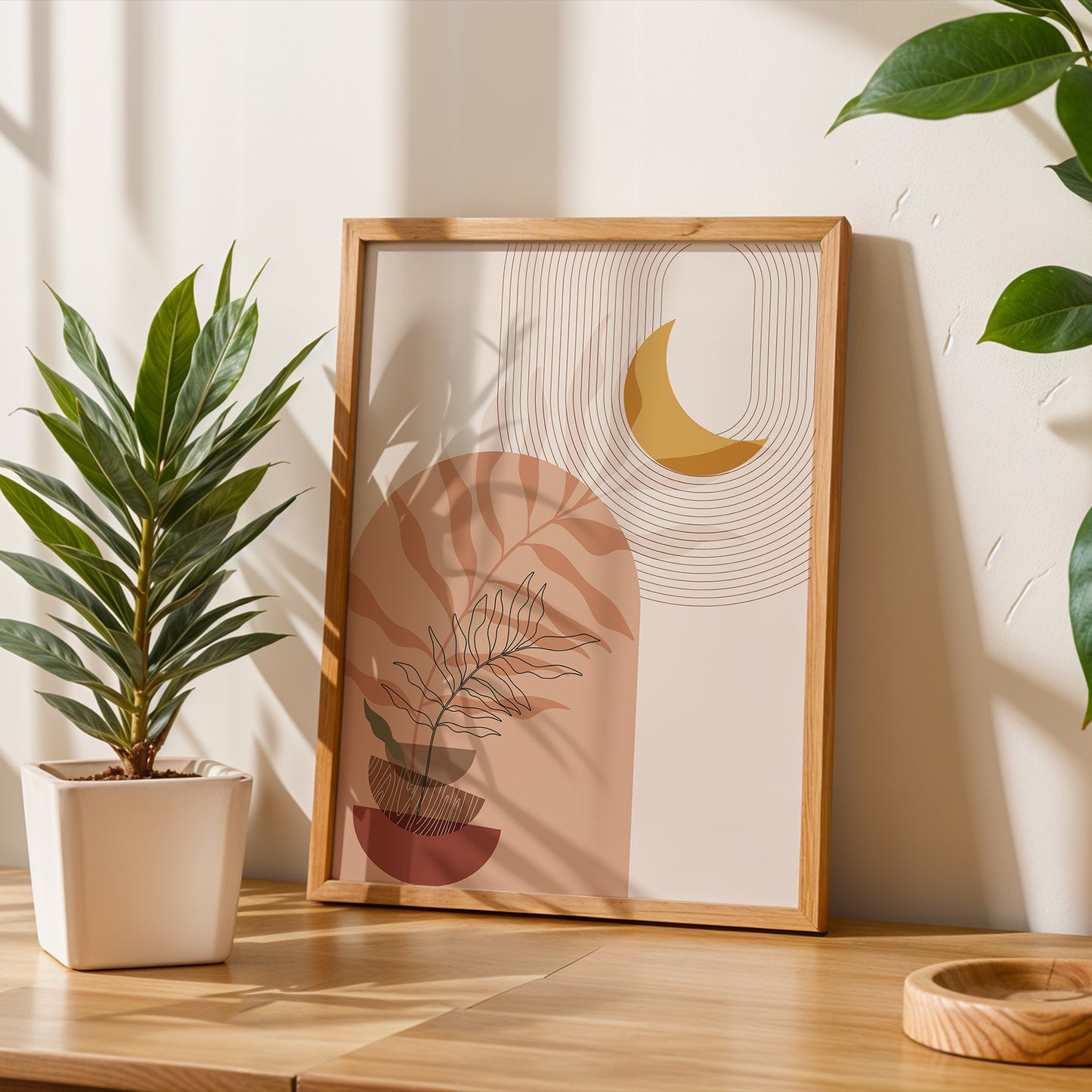 Celestial Botanical Abstract Wall Frame – Set of 1