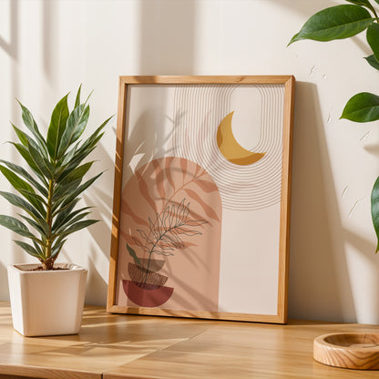 Celestial Botanical Abstract Wall Frame – Set of 1