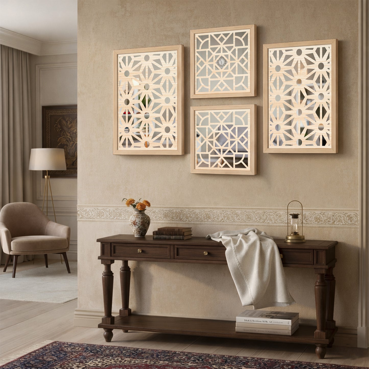 Geometric Mirror Art Set of 4