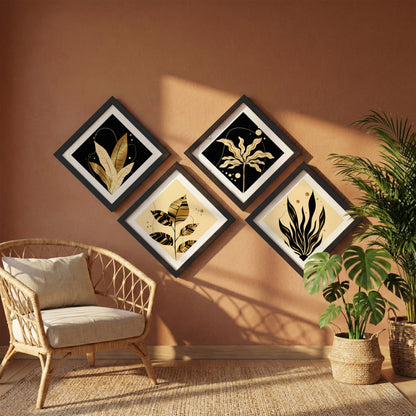 Golden Botanical Wall Frame Set of 4