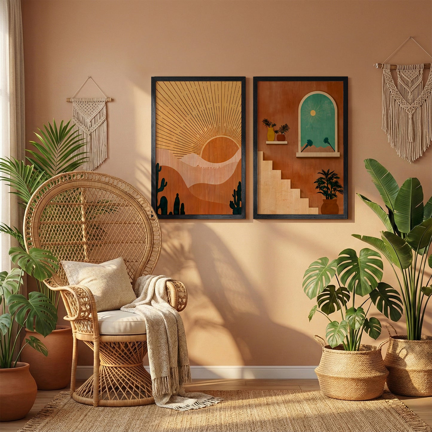 Boho Desert Sunset Wall Frame Set of 2