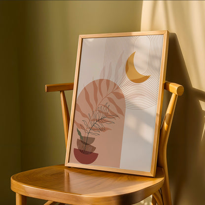 Celestial Botanical Abstract Wall Frame – Set of 1