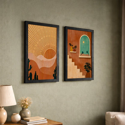Boho Desert Sunset Wall Frame Set of 2