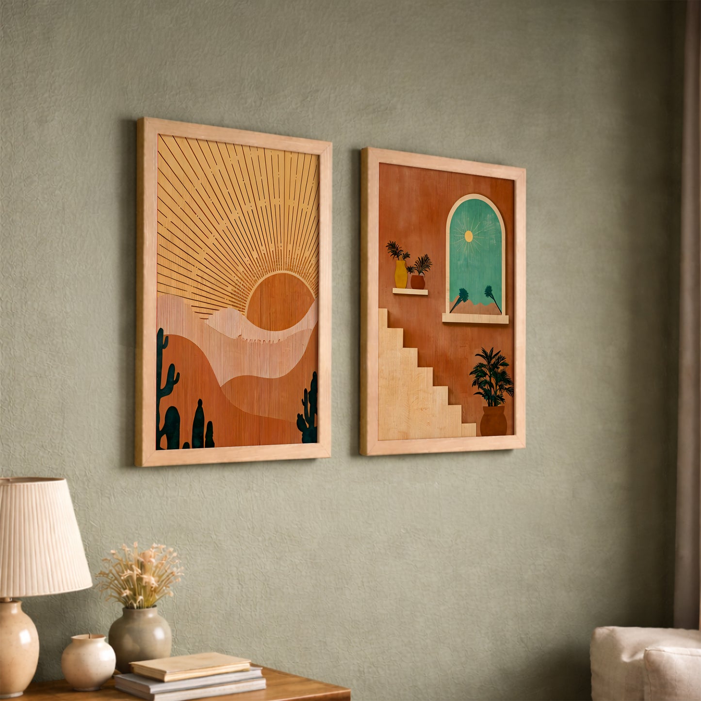 Boho Desert Sunset Wall Frame Set of 2