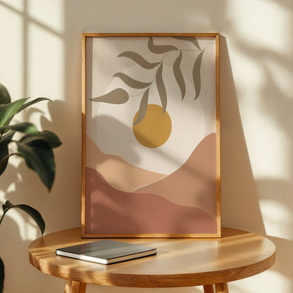 Minimalist Golden Sun Leaf Wall Art – Set of 1
