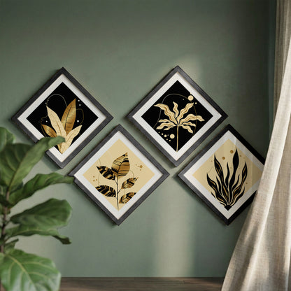 Golden Botanical Wall Frame Set of 4