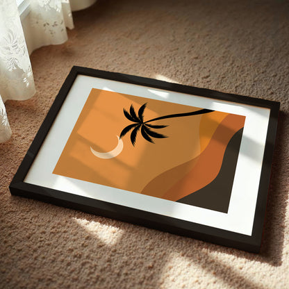 Boho Desert Palm Moon Minimalist Wall Art