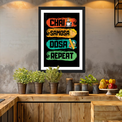 Chai Samosa Dosa Wall Frame Set of 1