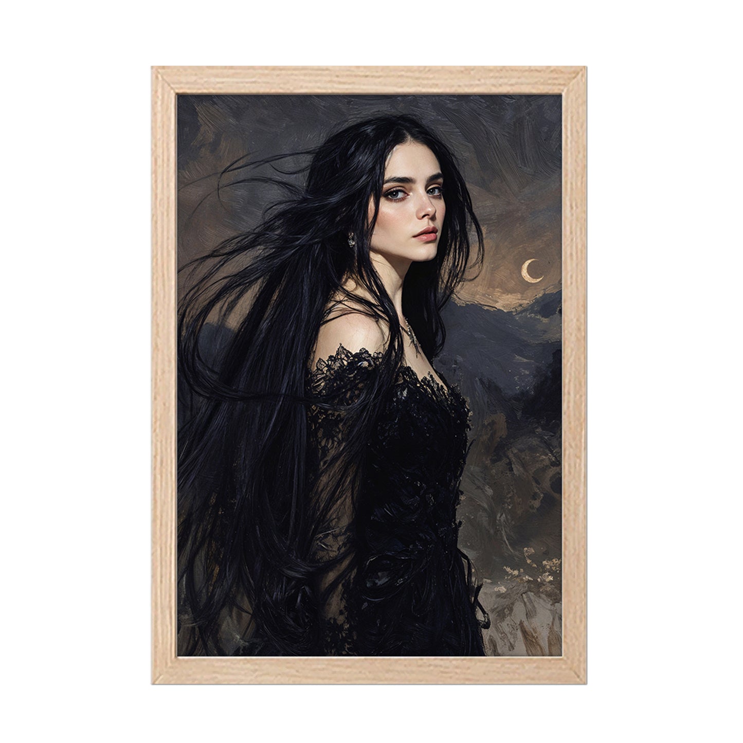 Mystic Dark Beauty Portrait Framed Wall Poster