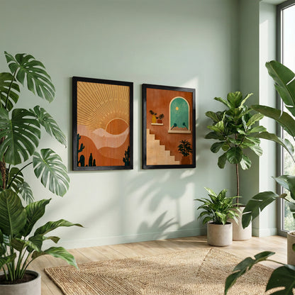 Boho Desert Sunset Wall Frame Set of 2