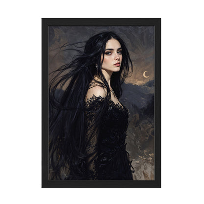 Mystic Dark Beauty Portrait Framed Wall Poster