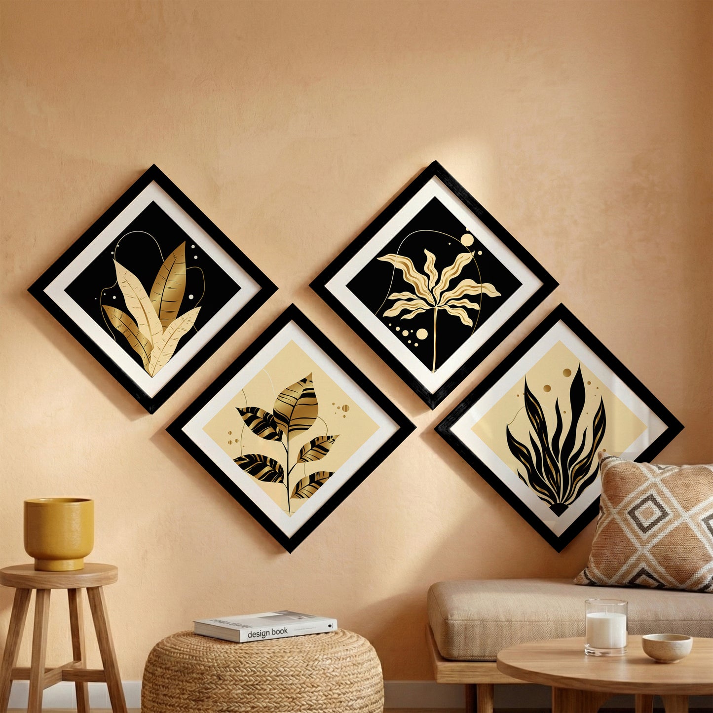 Golden Botanical Wall Frame Set of 4