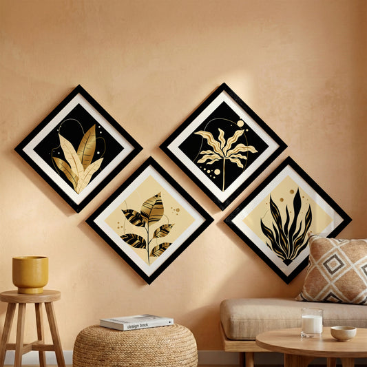 Golden Botanical Wall Frame Set of 4