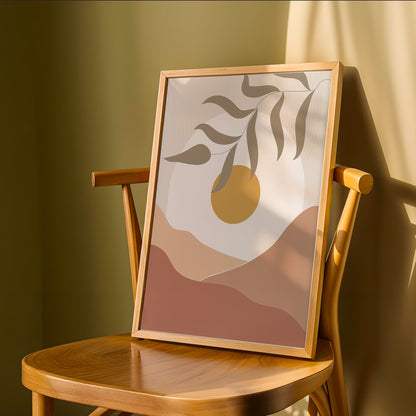 Minimalist Golden Sun Leaf Wall Art – Set of 1