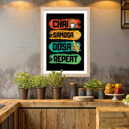 Chai Samosa Dosa Wall Frame Set of 1