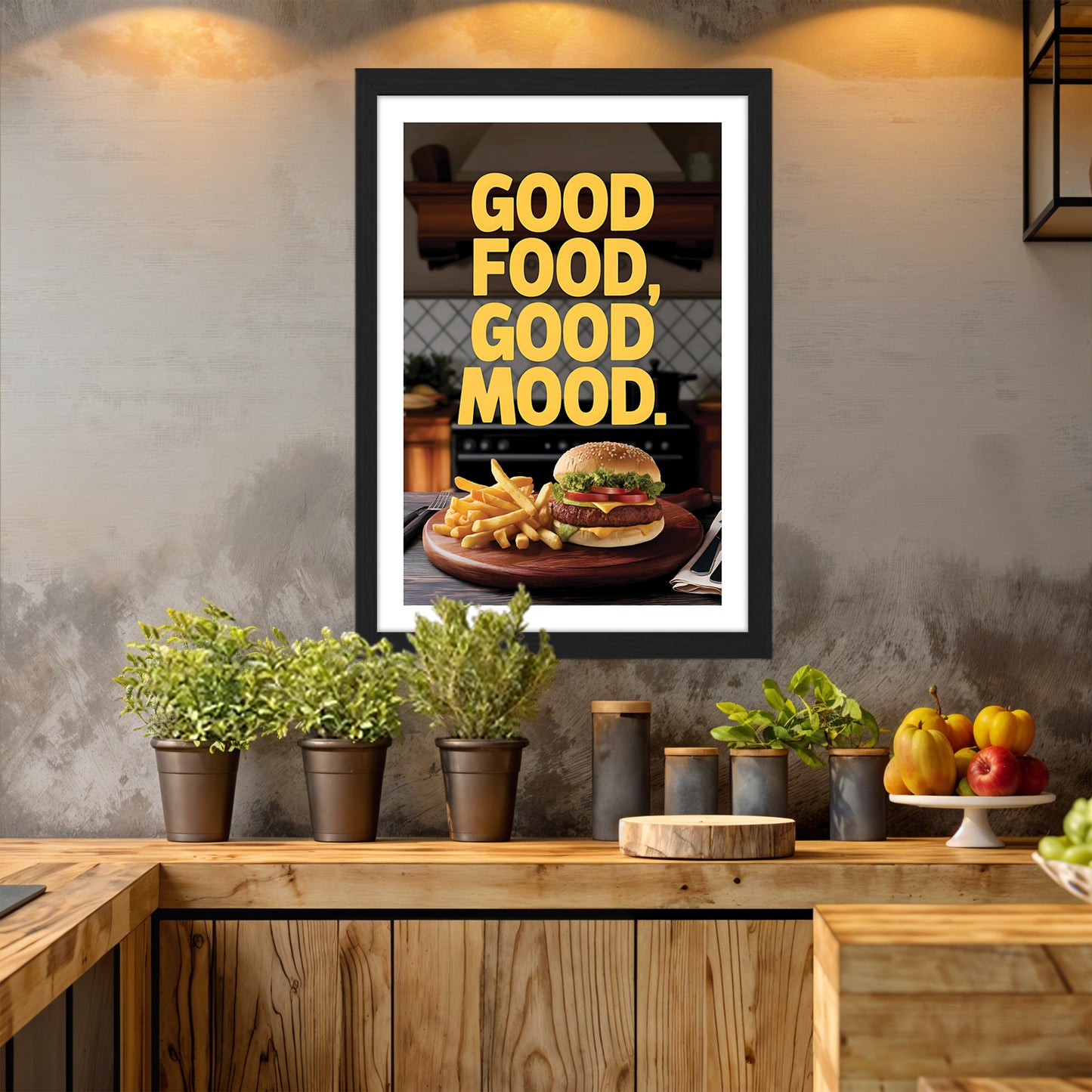 Good Food Good Mood Wall Frame Set of 1