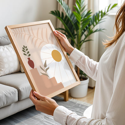 Boho Sunrise Botanical Wall Frame – Set of 1