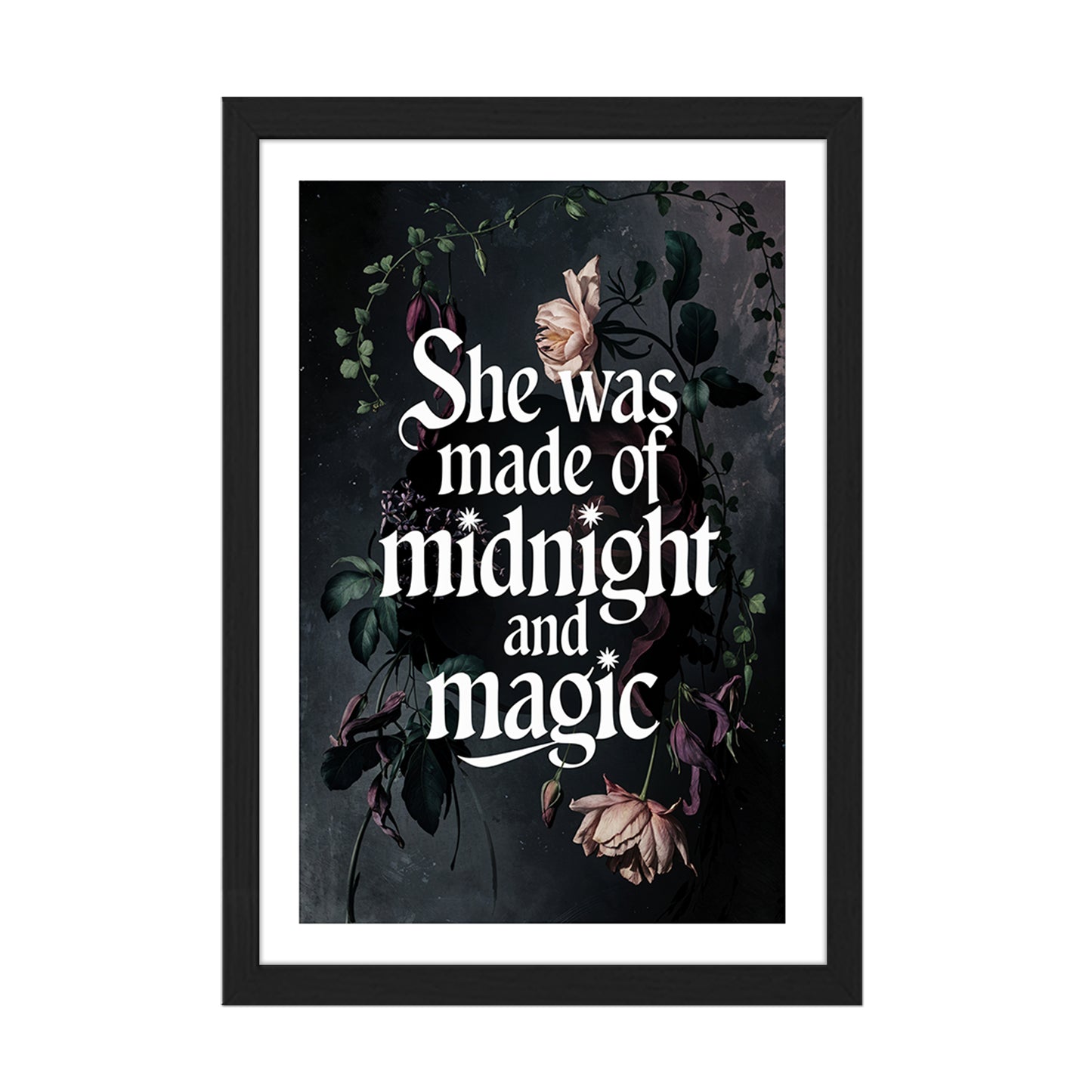 "She Was Made of Midnight and Magic" Quote Framed Print