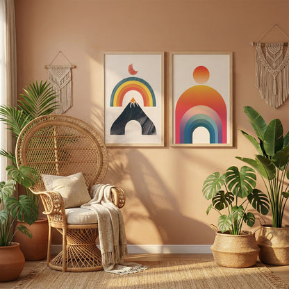 Boho Rainbow Wall Art Set of 2