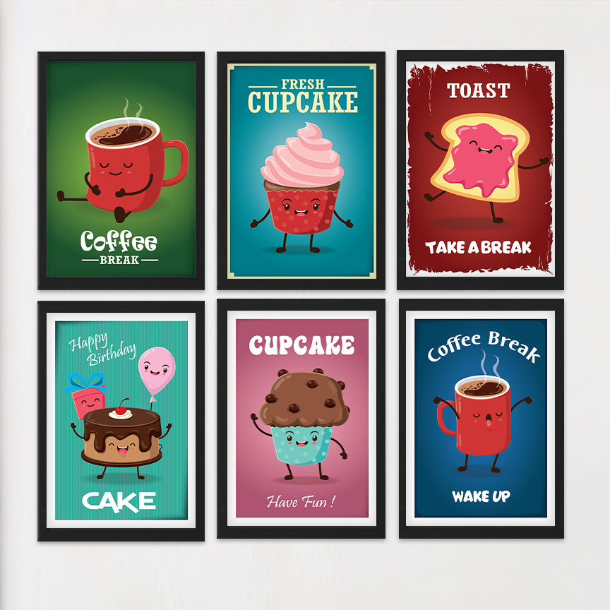 Cute Food Art Collection Wall Frame Set