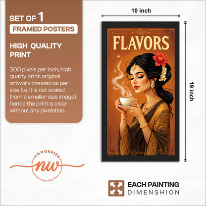 Flavors Tea Lady Art Wall Frame Set of 1