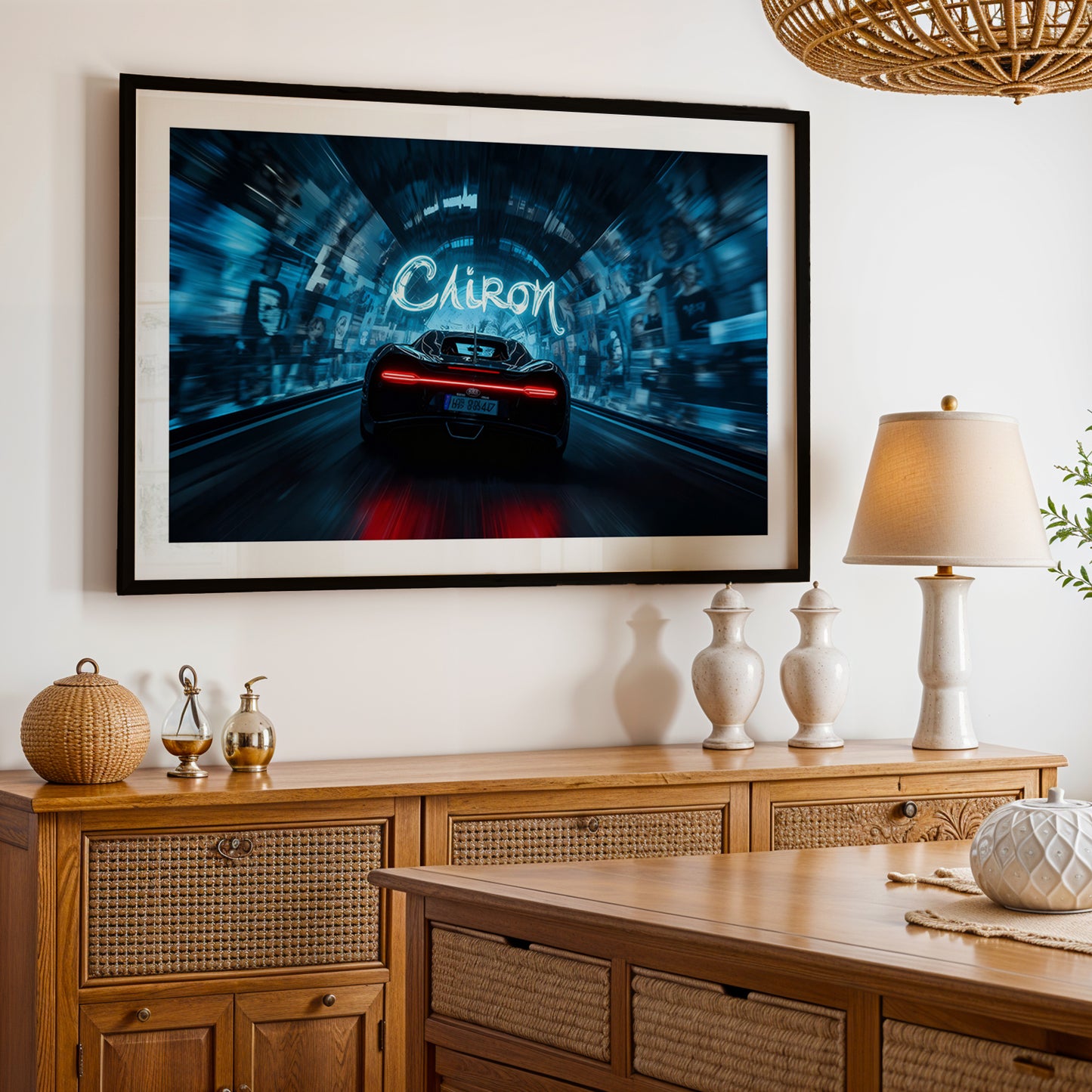 Chiron Hypercar Neon Drive Wall Art