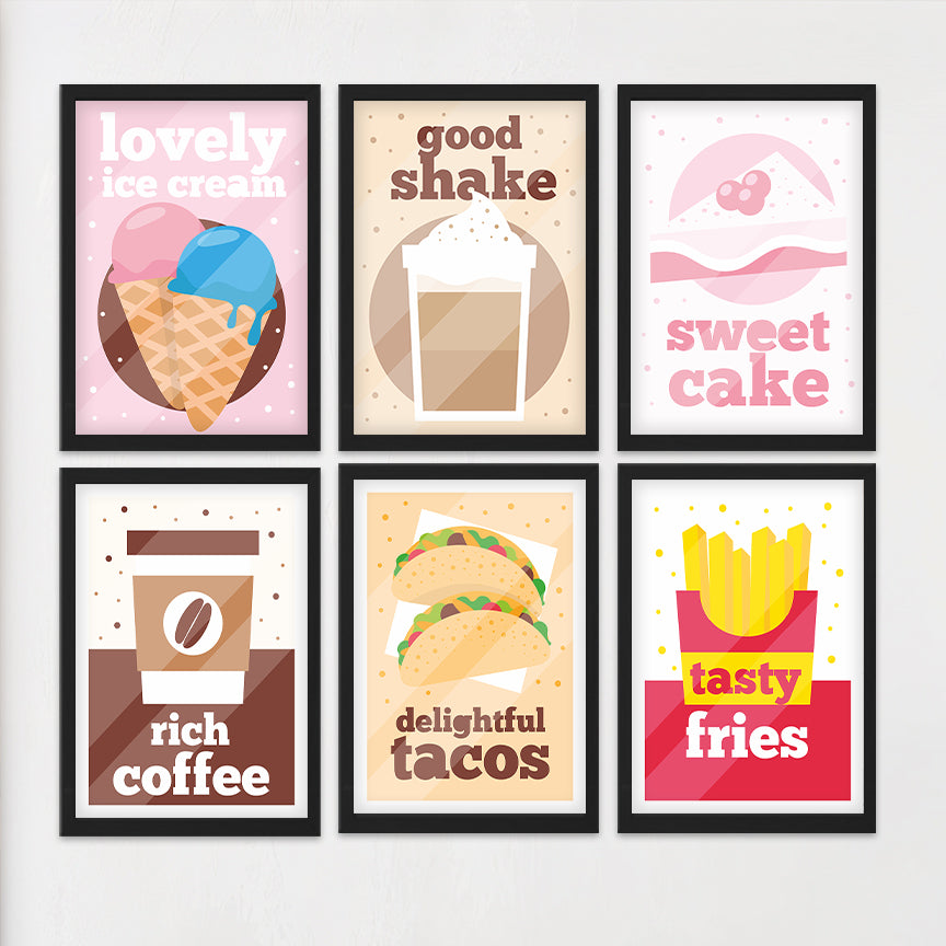 Modern Food Poster Wall Frame Set