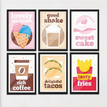 Modern Food Poster Wall Frame Set
