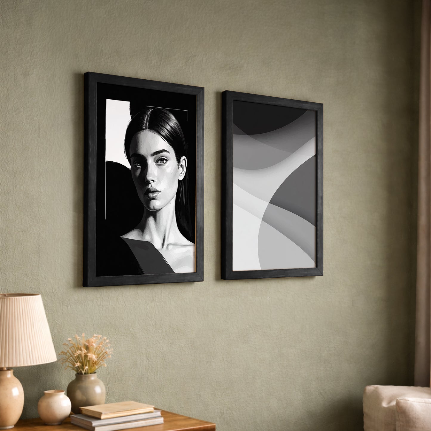 Modern Abstract & Portrait Wall Frame Set of 2