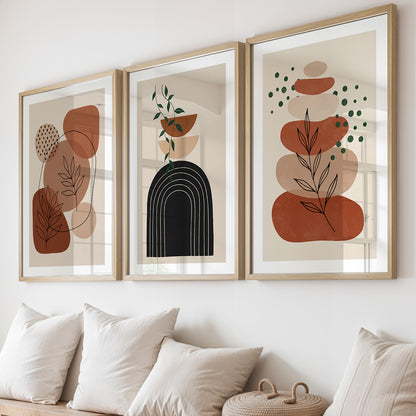 Boho Botanical Wall Art Set of 3