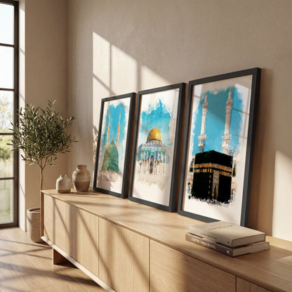 Islamic Sacred Landmarks Wall Art Set – 3