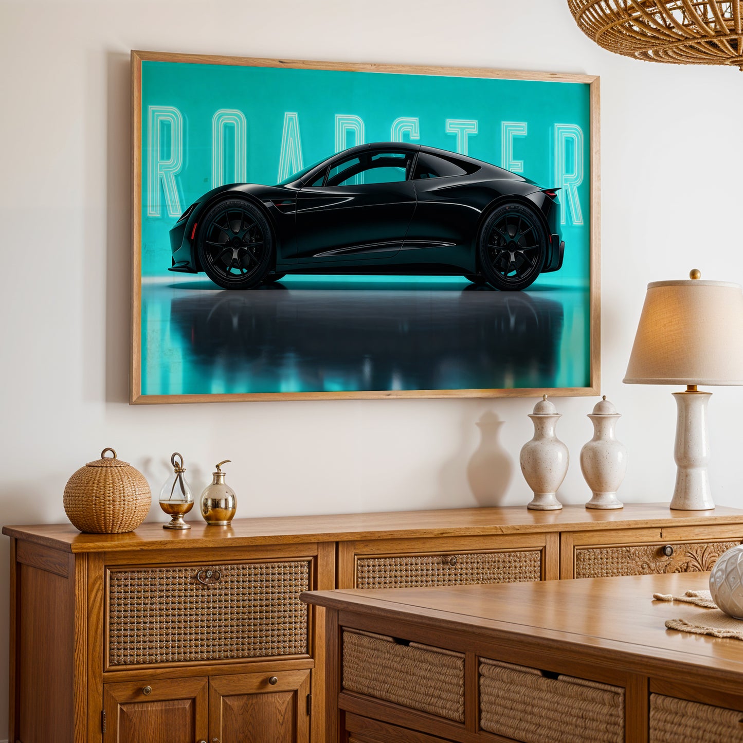 Tesla Roadster Neon Edition Wall Frame