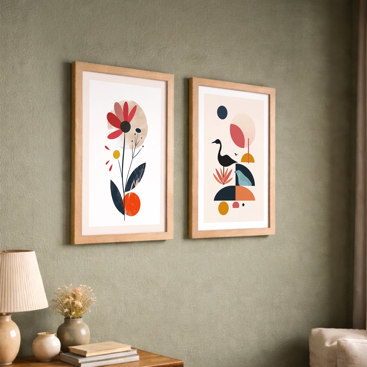 Abstract Modern Floral Wall Art Set of 2