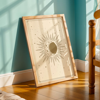Celestial Sun Moon Wall Print