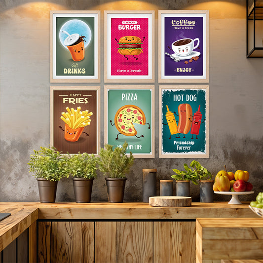 Fun Fast-Food Art Set Wall Frame