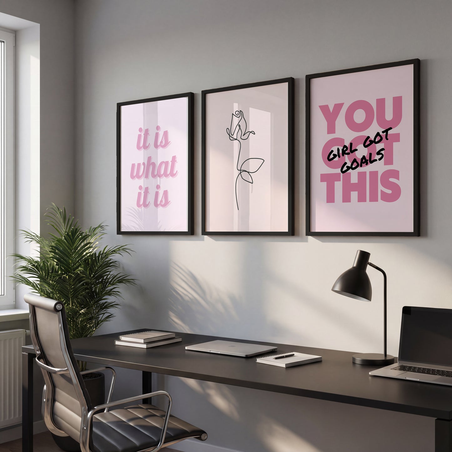 Pink Motivational Wall Frames Set of 3