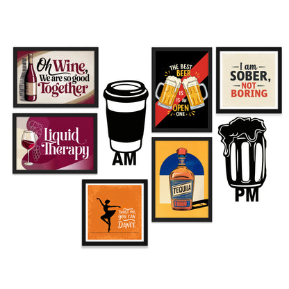 AM to PM Bar & Drink Wall Art Set
