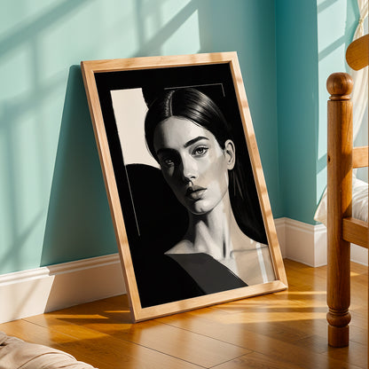 Monochrome Woman Portrait Framed Art Print