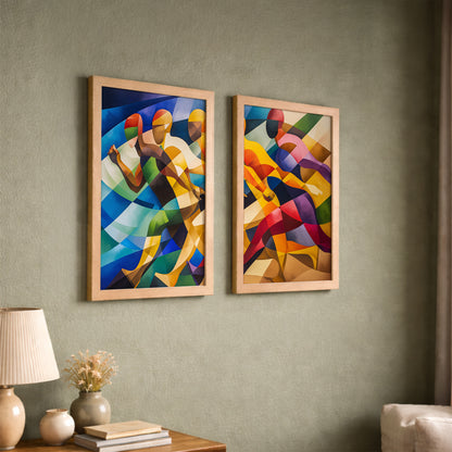 Vibrant Abstract Figures Poster Set of 2