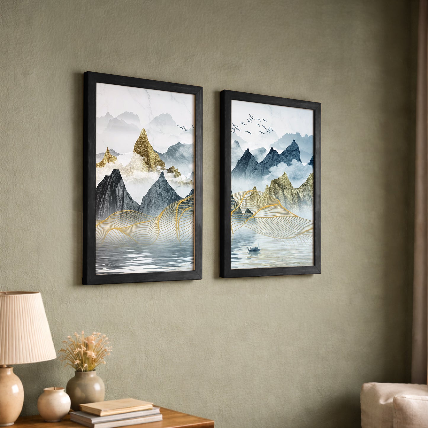 Modern Mountain Art Wall Frame Set of 2