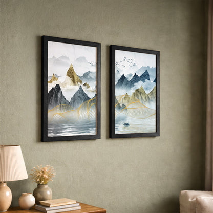 Modern Mountain Art Wall Frame Set of 2